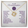 Love Knot Necklace - To my Volleyball Granddaughter, Never Forget (White Card, Purple Text) - Athlete's Gift Shop