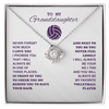 Love Knot Necklace - To my Volleyball Granddaughter, Never Forget (White Card, Purple Text) - Athlete's Gift Shop