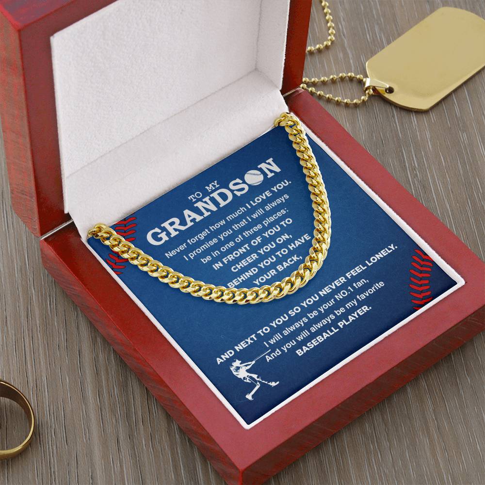My Baseball Grandson - Cuban Link Necklace - Athlete's Gift Shop
