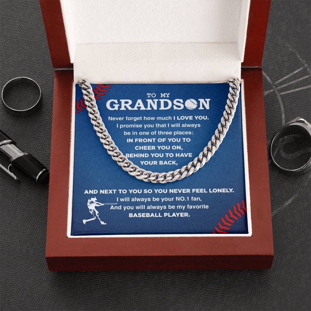 My Baseball Grandson - Cuban Link Necklace - Athlete's Gift Shop