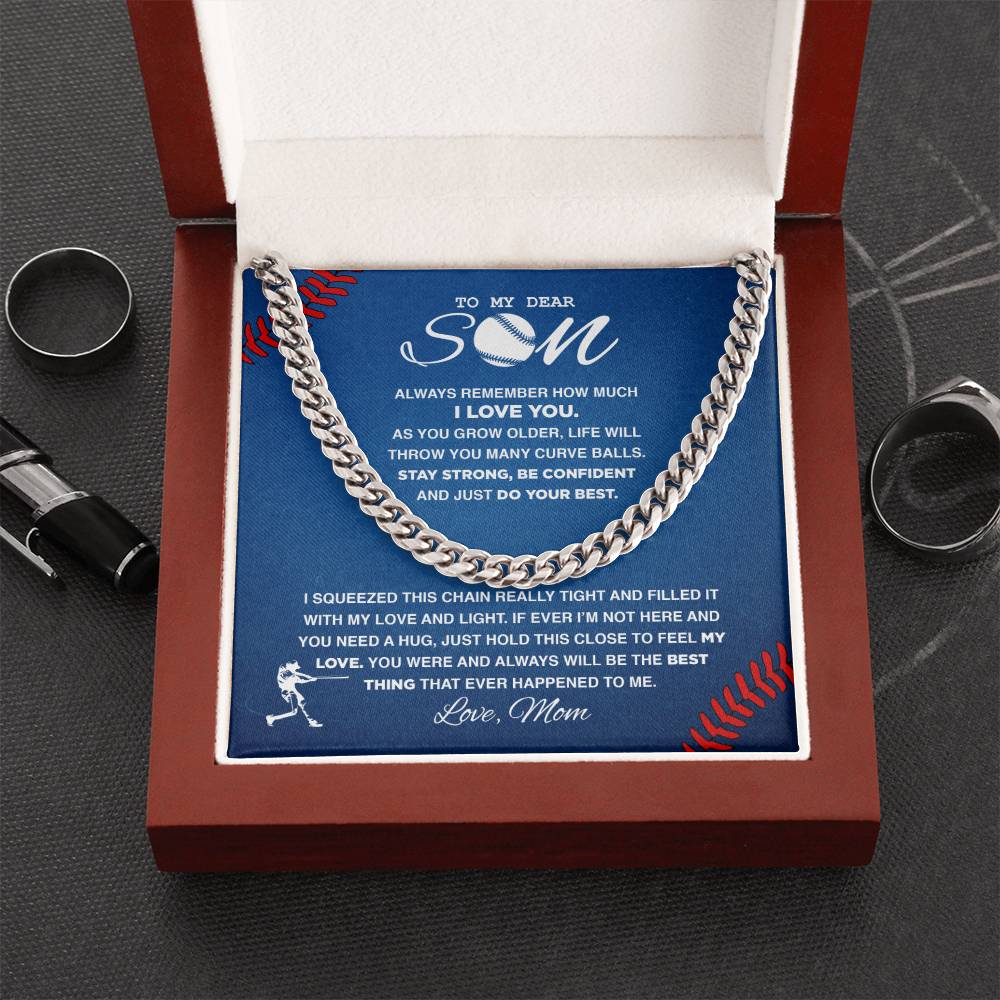 My Dear Baseball Son - Cuban Link Necklace - Athlete's Gift Shop