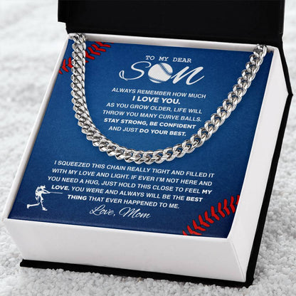 My Dear Baseball Son - Cuban Link Necklace - Athlete's Gift Shop