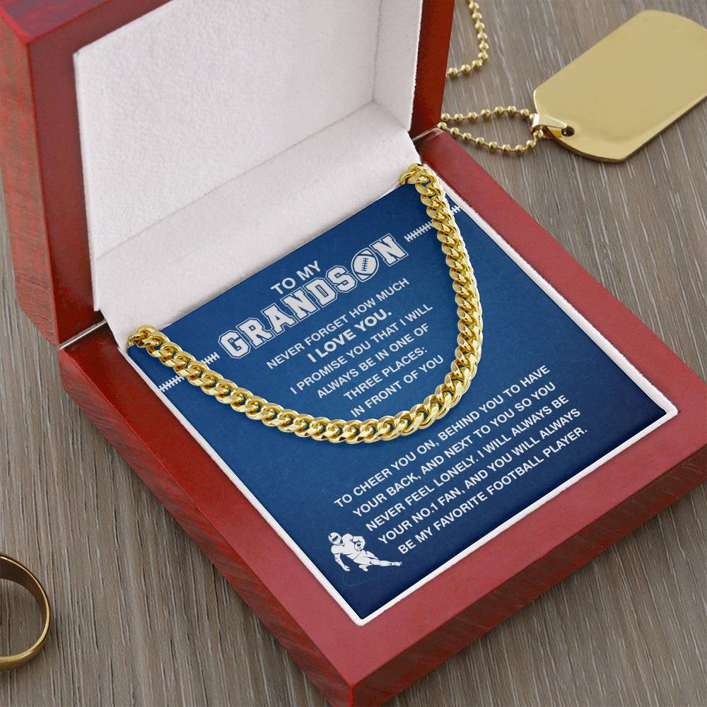 My Football Grandson - Cuban Link Necklace - Athlete's Gift Shop