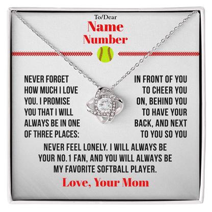 Personalized Love Knot Necklace for Softball Players - Athlete's Gift Shop