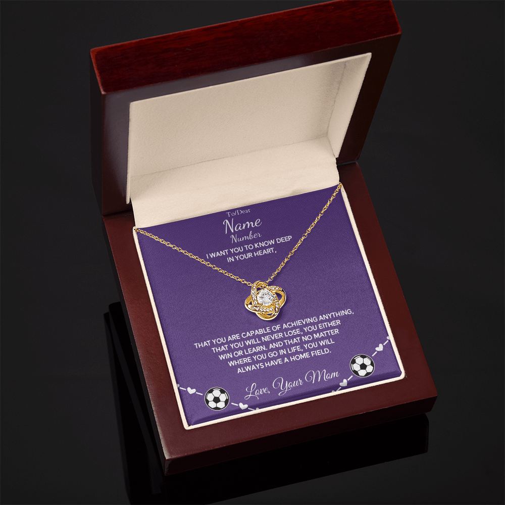Soccer Gift - Love Knot Necklace with Personalized Message Box - Athlete's Gift Shop