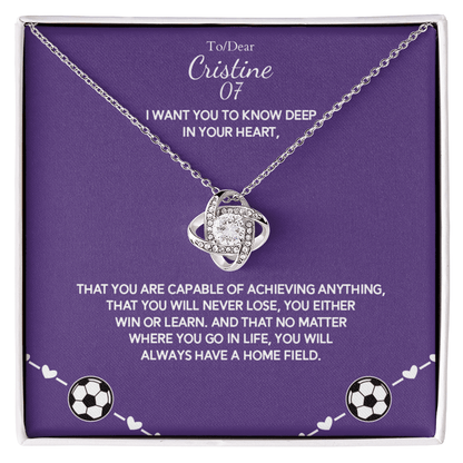 Soccer Gift - Love Knot Necklace with Personalized Message Box - Athlete's Gift Shop