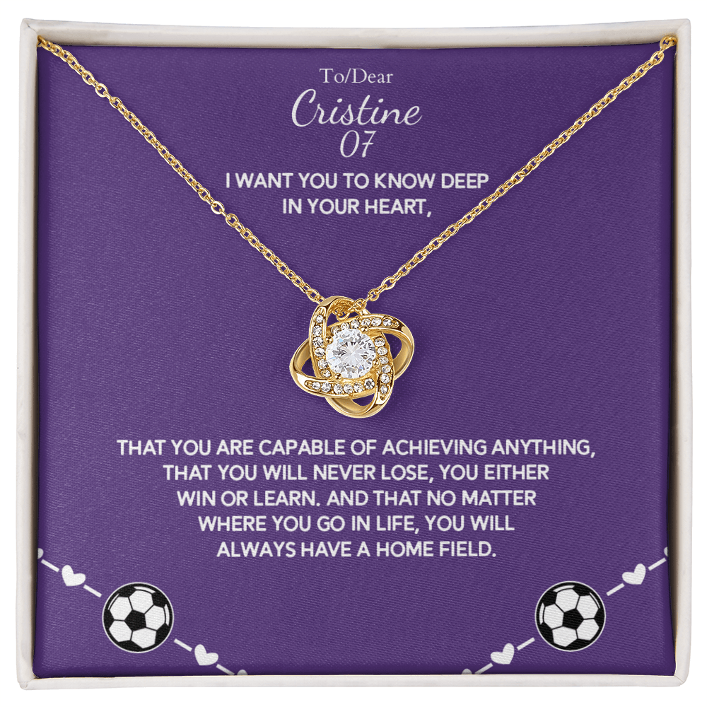 Soccer Gift - Love Knot Necklace with Personalized Message Box - Athlete's Gift Shop