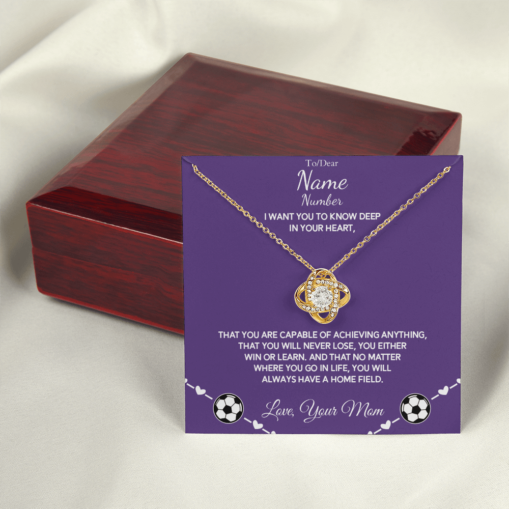 Soccer Gift - Love Knot Necklace with Personalized Message Box - Athlete's Gift Shop