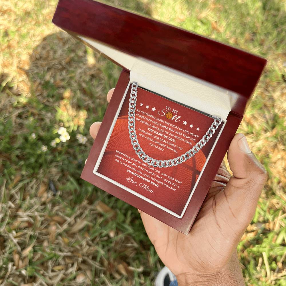 To My Basketball Son - Cuban Link Necklace - Athlete's Gift Shop