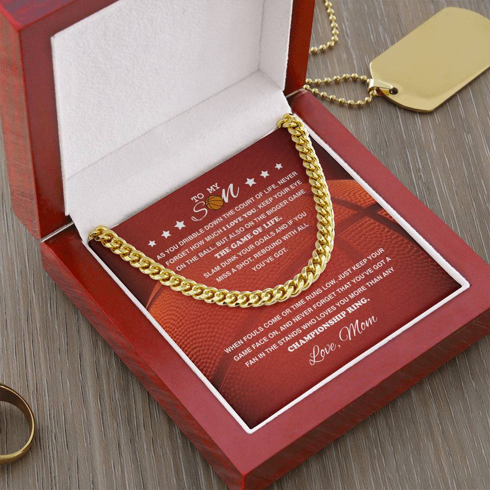 To My Basketball Son - Cuban Link Necklace - Athlete's Gift Shop
