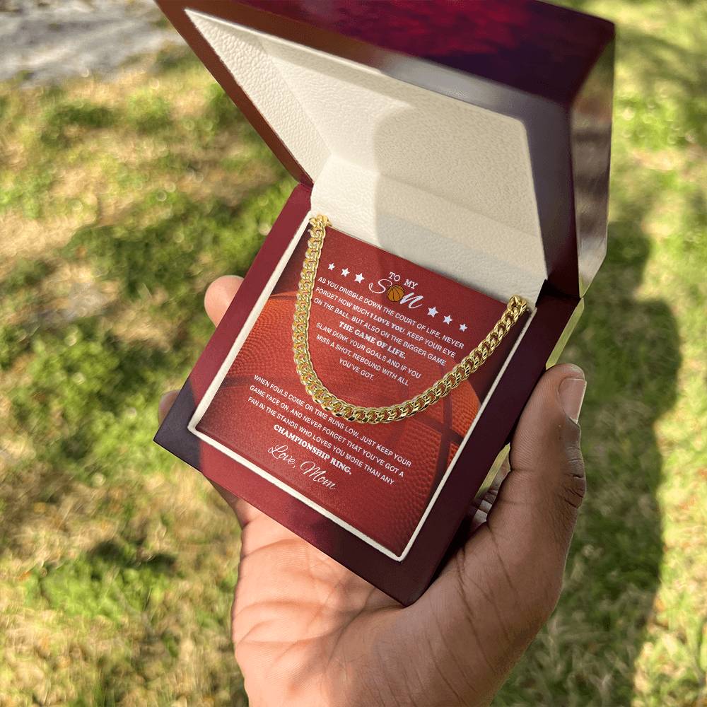 To My Basketball Son - Cuban Link Necklace - Athlete's Gift Shop