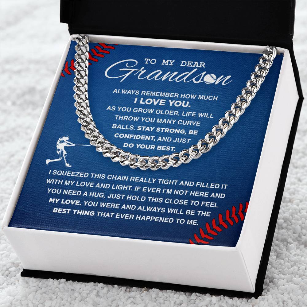 To My Dear Baseball Grandson - Cuban Link Necklace - Athlete's Gift Shop