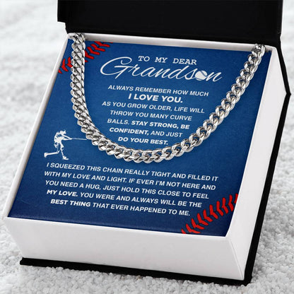 To My Dear Baseball Grandson - Cuban Link Necklace - Athlete's Gift Shop