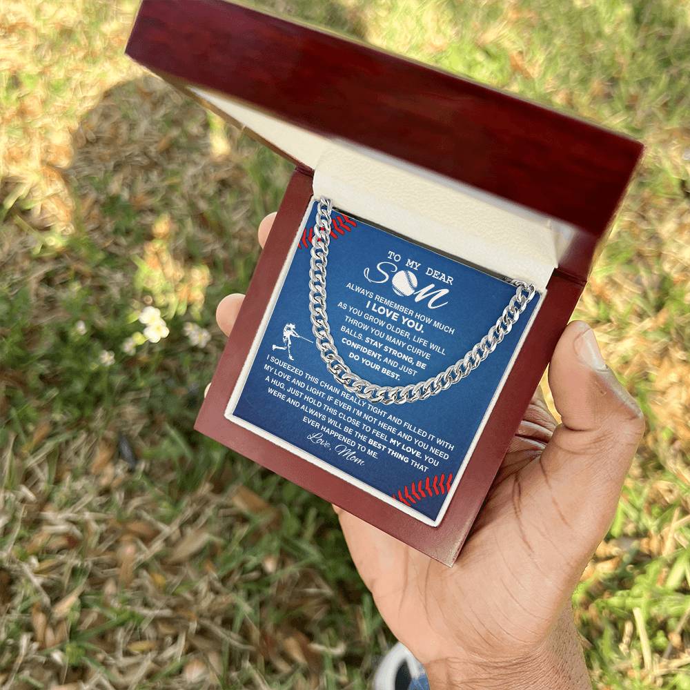 To My Dear Baseball Son - Cuban Link Necklace - Athlete's Gift Shop