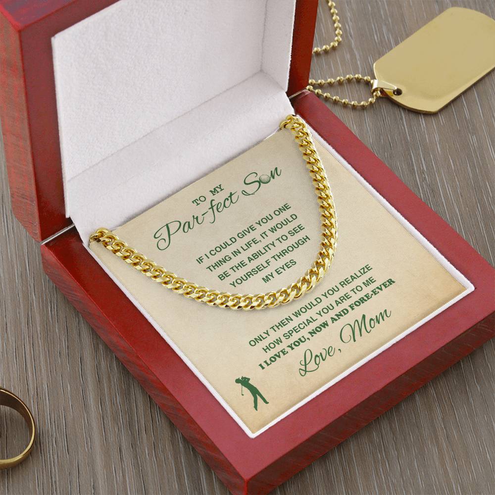 To My Par - fect Son - Cuban Link Necklace - Athlete's Gift Shop