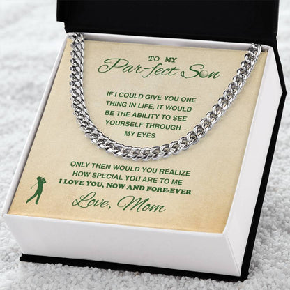 To My Par - fect Son - Cuban Link Necklace - Athlete's Gift Shop