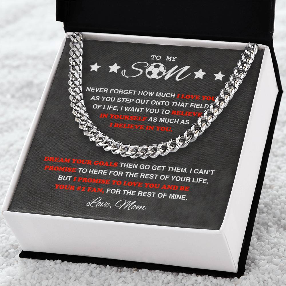 To My Soccer Son - Cuban Link Necklace - Athlete's Gift Shop