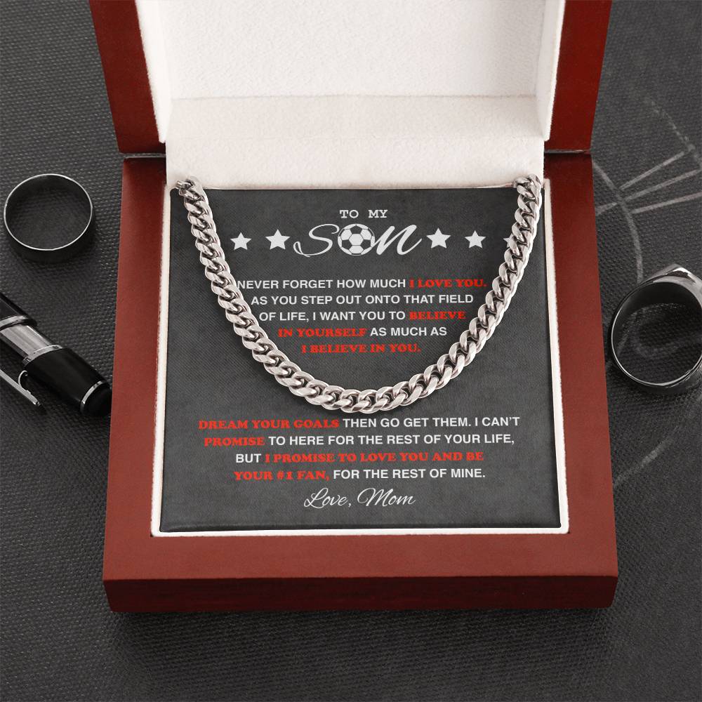 To My Soccer Son - Cuban Link Necklace - Athlete's Gift Shop