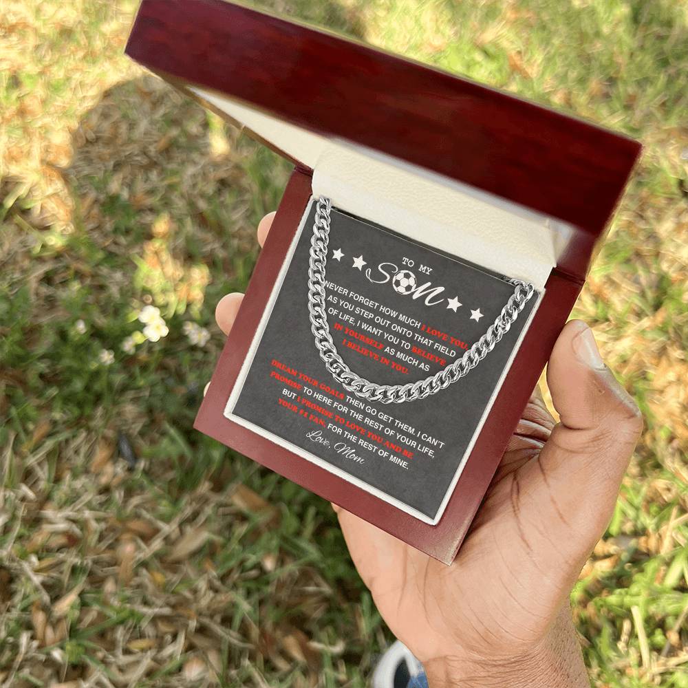 To My Soccer Son - Cuban Link Necklace - Athlete's Gift Shop