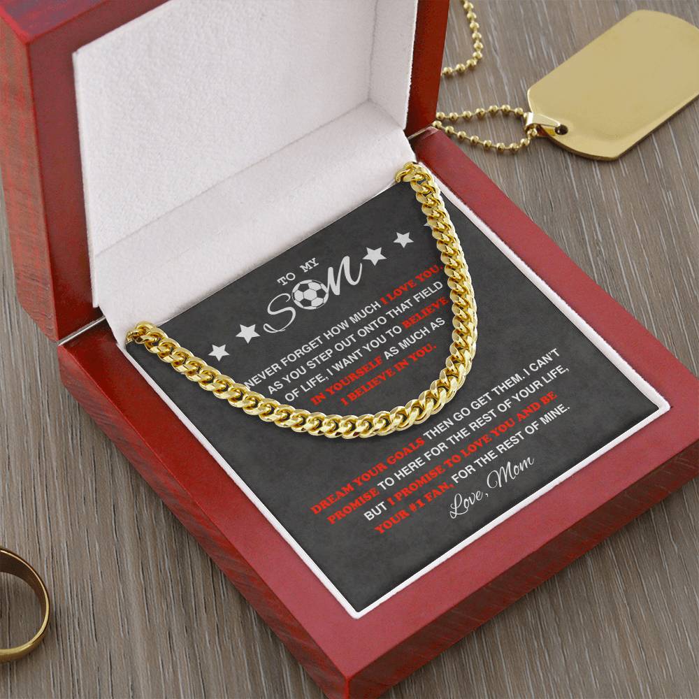 To My Soccer Son - Cuban Link Necklace - Athlete's Gift Shop