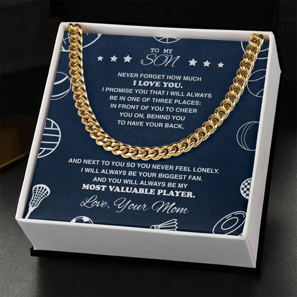To My Son (MVP) - Cuban Link Necklace - Athlete's Gift Shop
