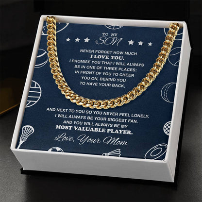 To My Son (MVP) - Cuban Link Necklace - Athlete's Gift Shop