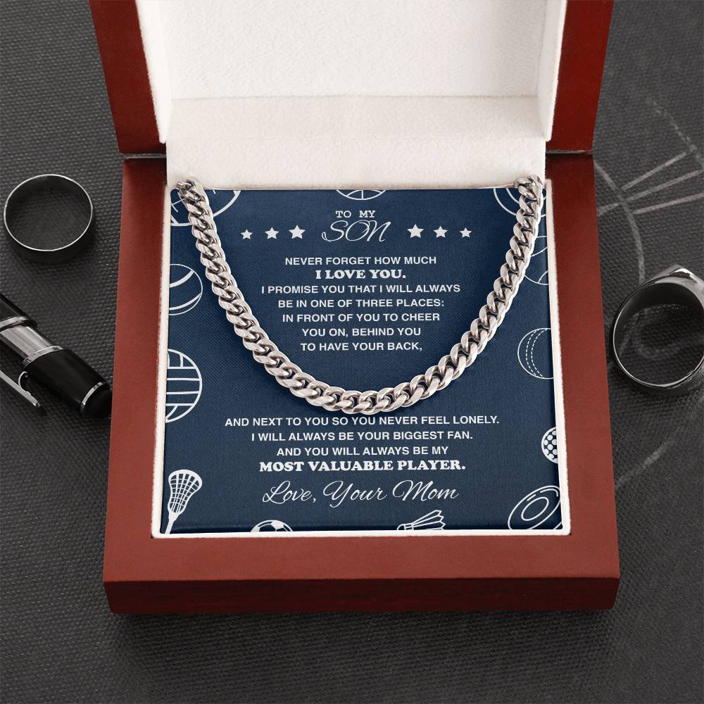 To My Son (MVP) - Cuban Link Necklace - Athlete's Gift Shop