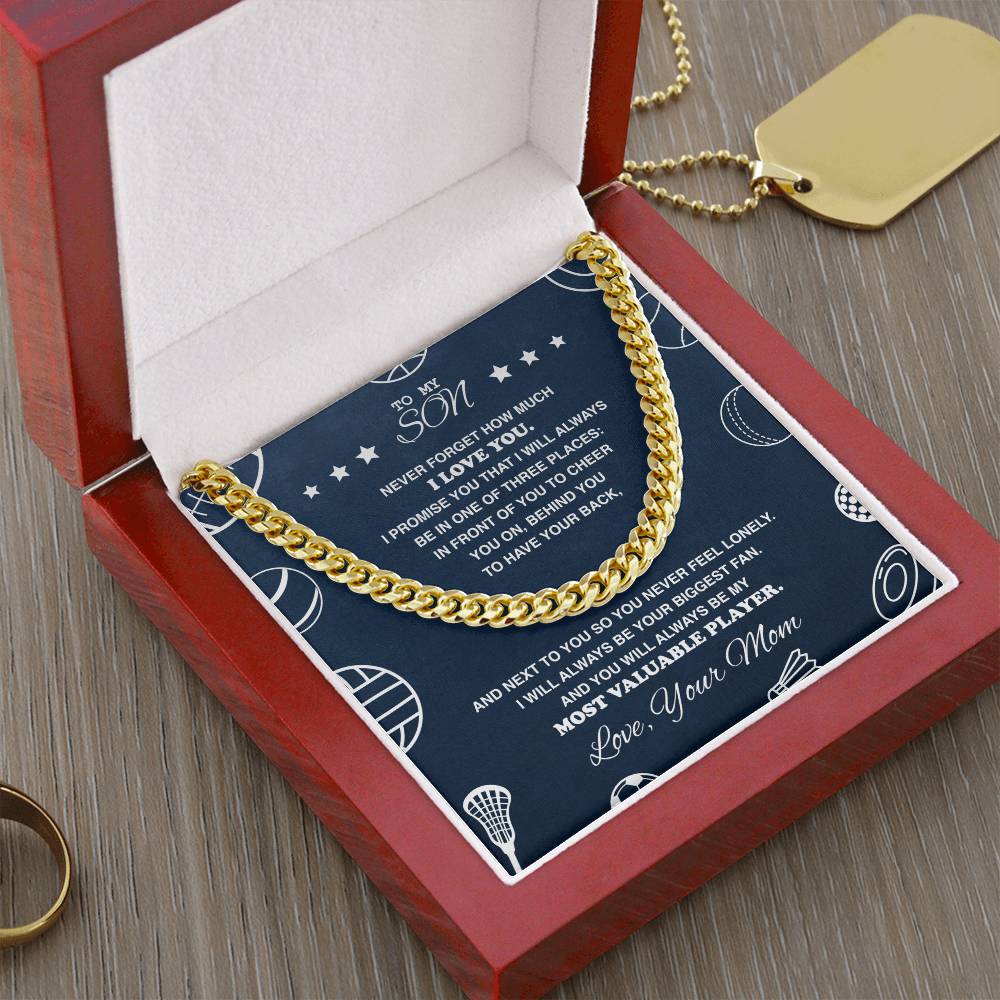 To My Son (MVP) - Cuban Link Necklace - Athlete's Gift Shop