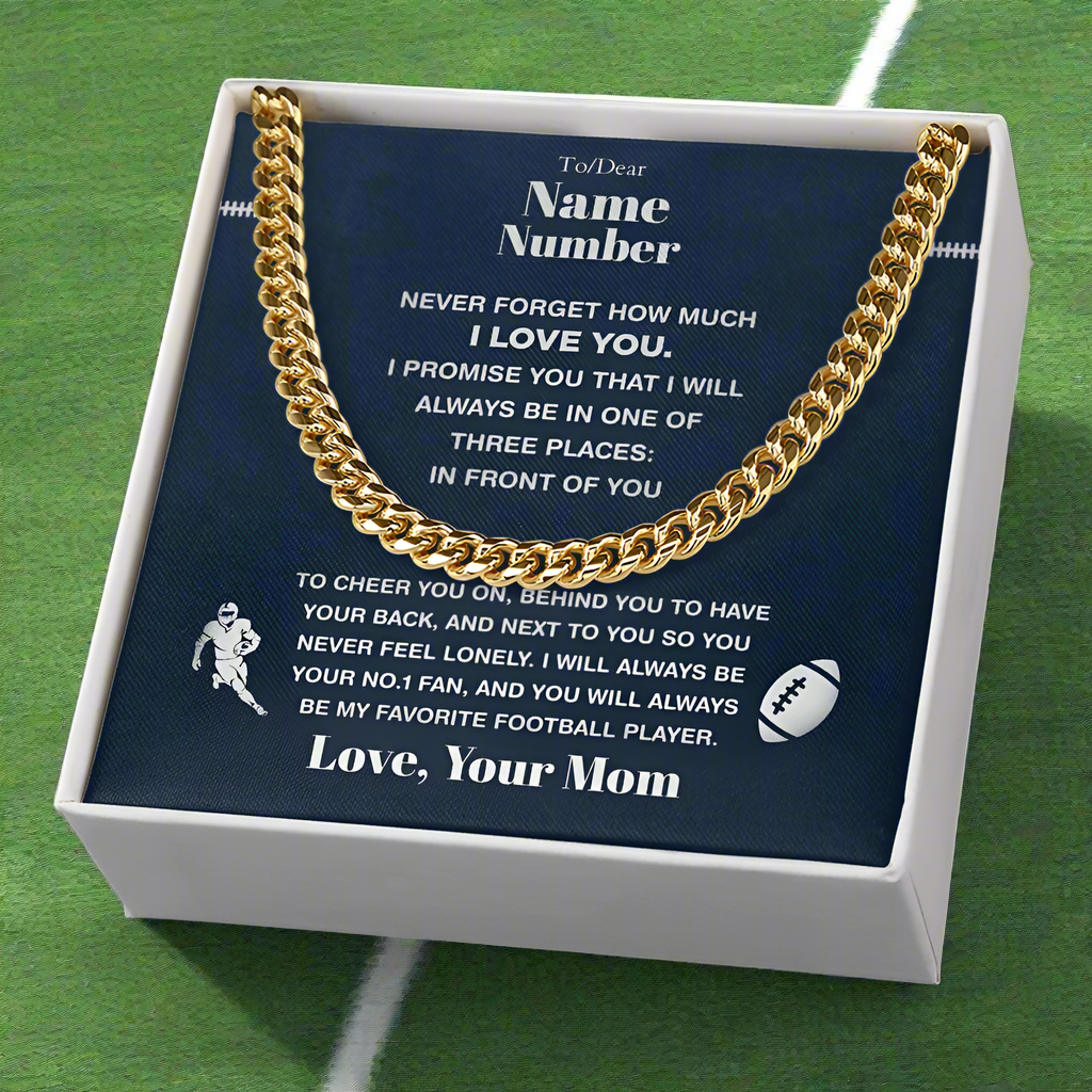 Personalized Football Cuban Link Necklace - Athlete's Gift Shop