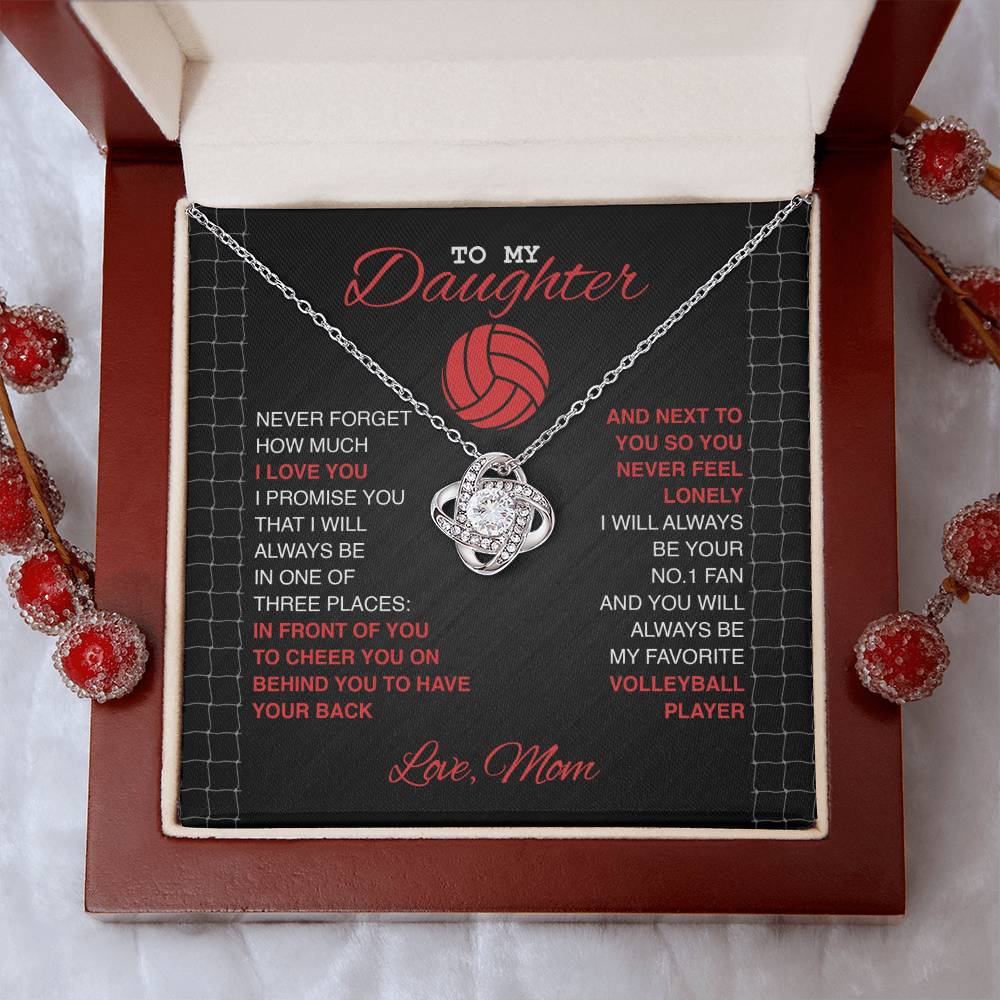 Volleyball Daughter Love Knot Necklace - Athlete's Gift Shop