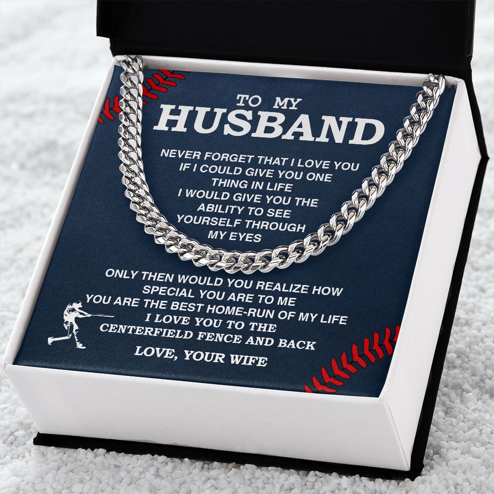Cuban Link Necklace - Husband, Best Home Run - Athlete's Gift Shop