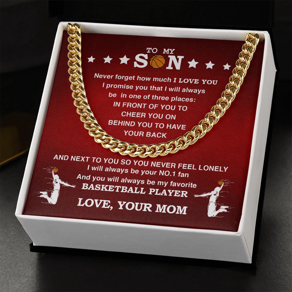 Cuban Link Necklace - My Basketball Son, Biggest Fan, From Mom - Athlete's Gift Shop