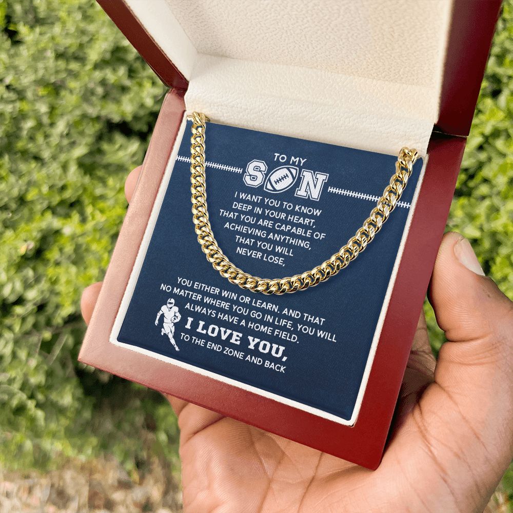 Cuban Link Necklace - My Football Son, Achieve Anything - Athlete's Gift Shop