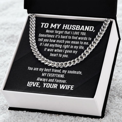 Cuban Link Necklace - To My Husband, Never Forget - Athlete's Gift Shop