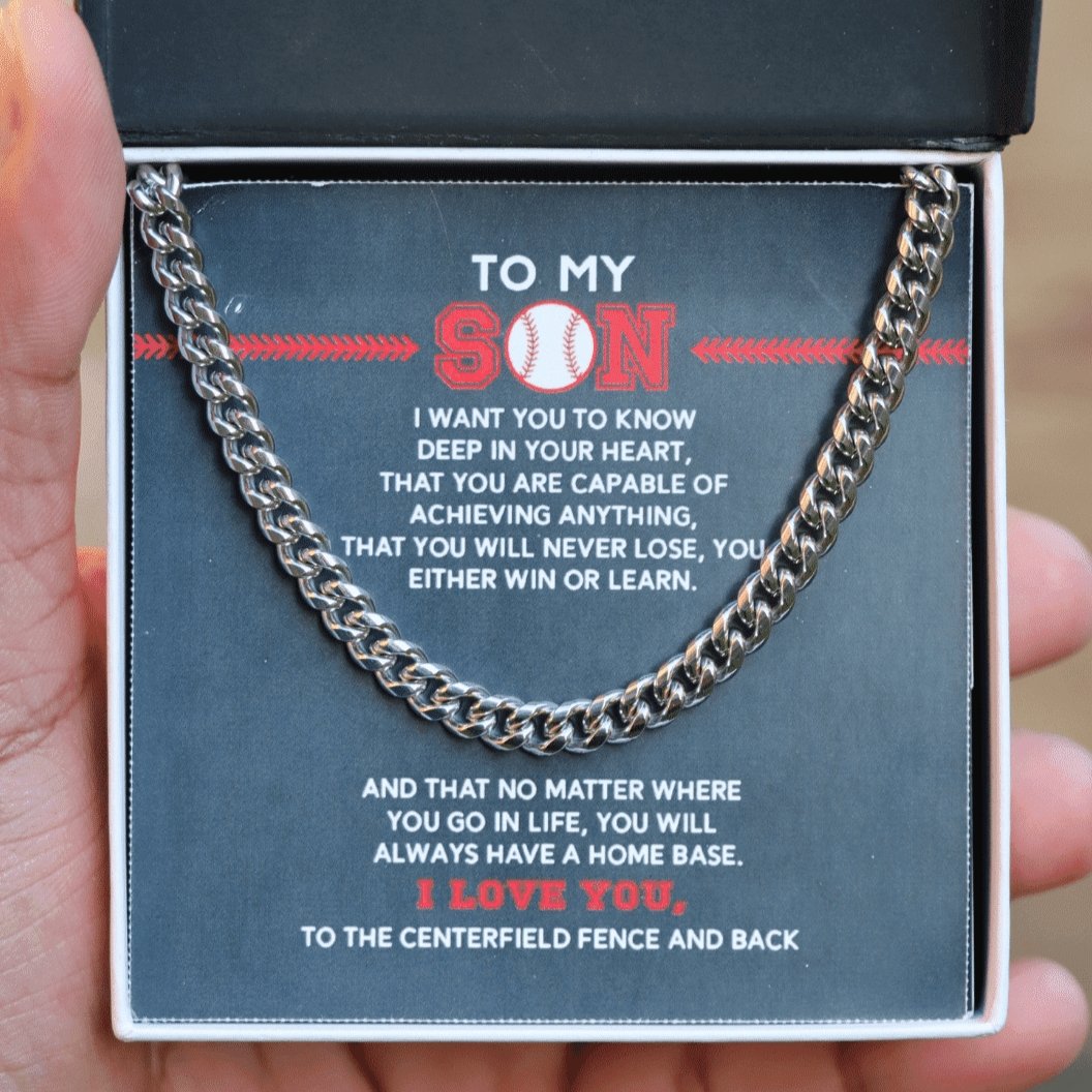 Cuban Link Necklace - To My Son, Achieve Anything - Athlete's Gift Shop