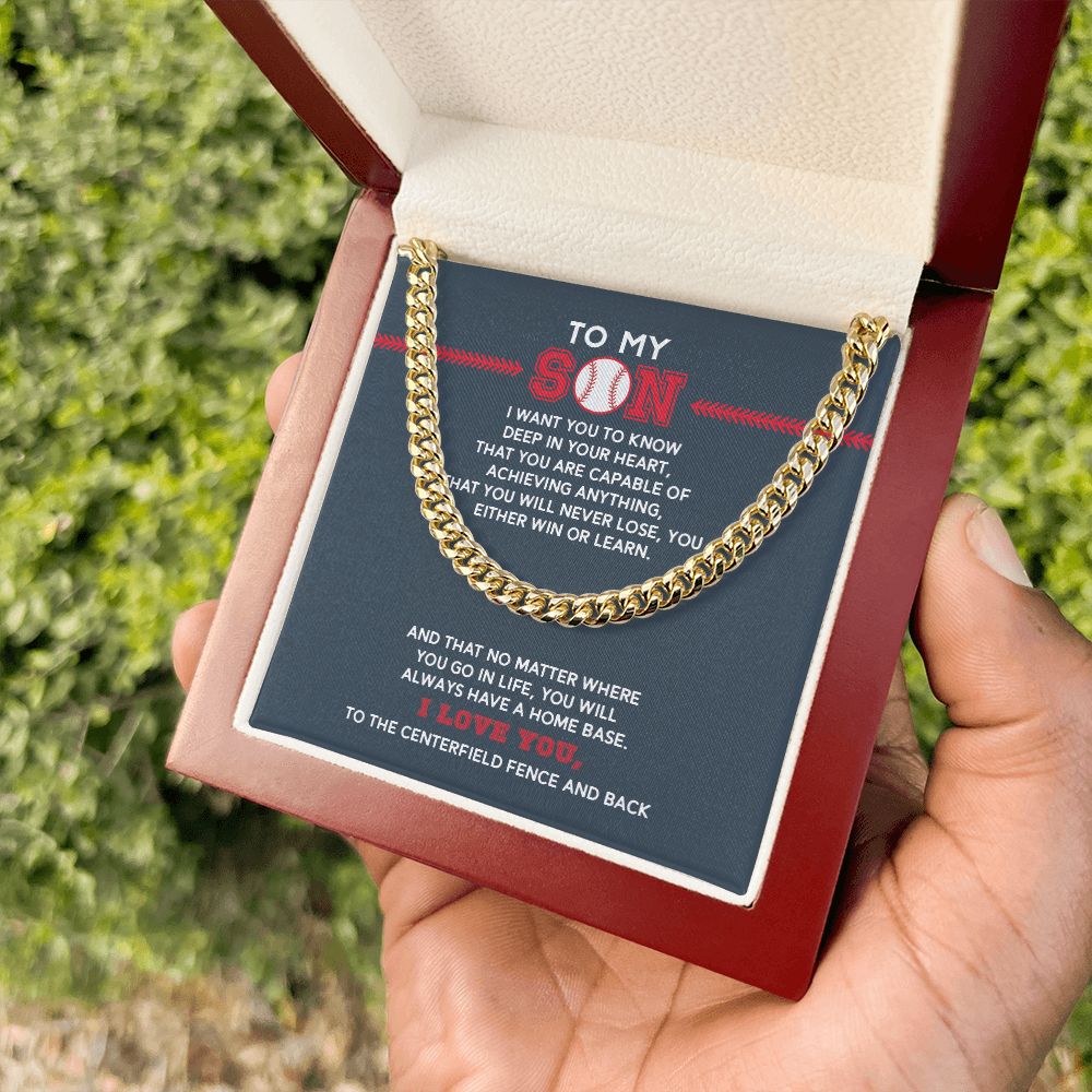Cuban Link Necklace - To My Son, Achieve Anything, Home Base - Athlete's Gift Shop