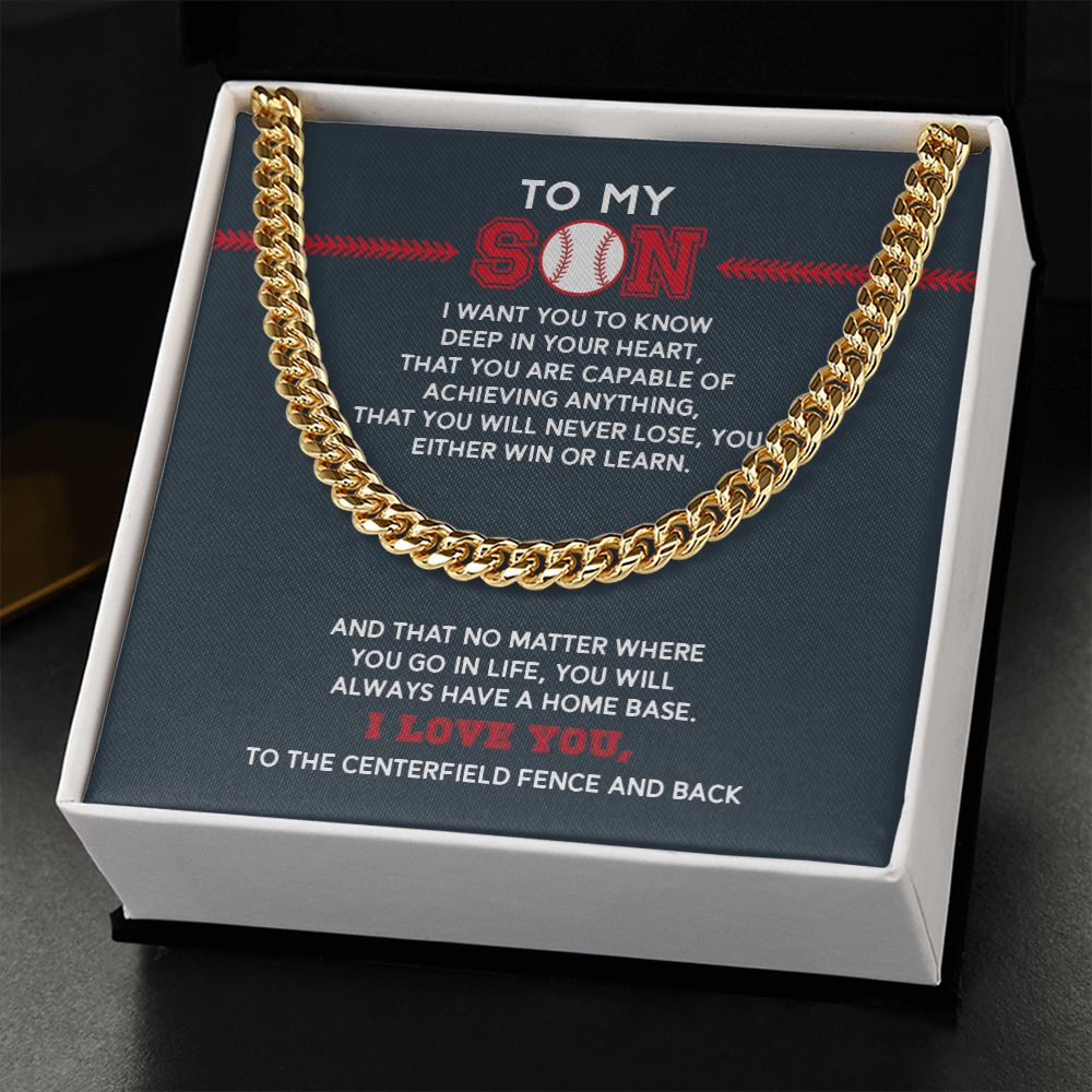 Cuban Link Necklace - To My Son, Achieve Anything, Home Base - Athlete's Gift Shop