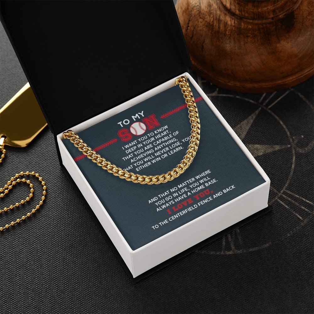 Cuban Link Necklace - To My Son, Achieve Anything, Home Base - Athlete's Gift Shop
