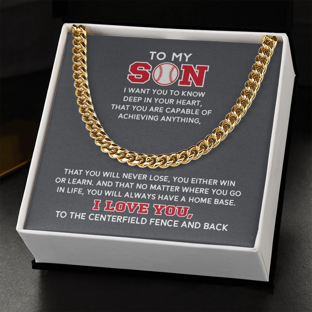 Cuban Link Necklace - To My Son, Capable, Home Base - Athlete's Gift Shop