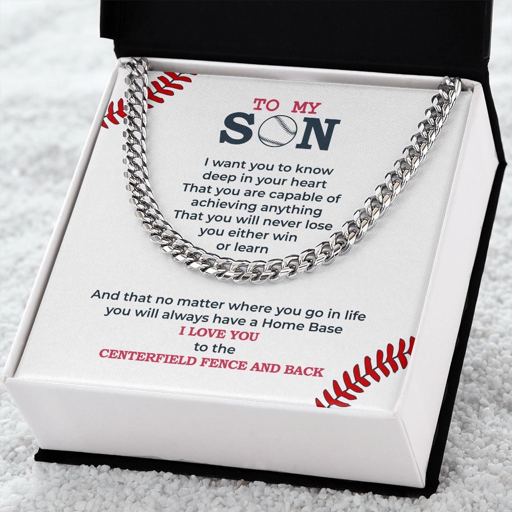 Cuban Link Necklace - To My Son, Home Base - Athlete's Gift Shop