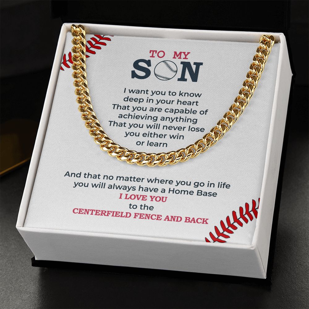 Cuban Link Necklace - To My Son, Home Base - Athlete's Gift Shop