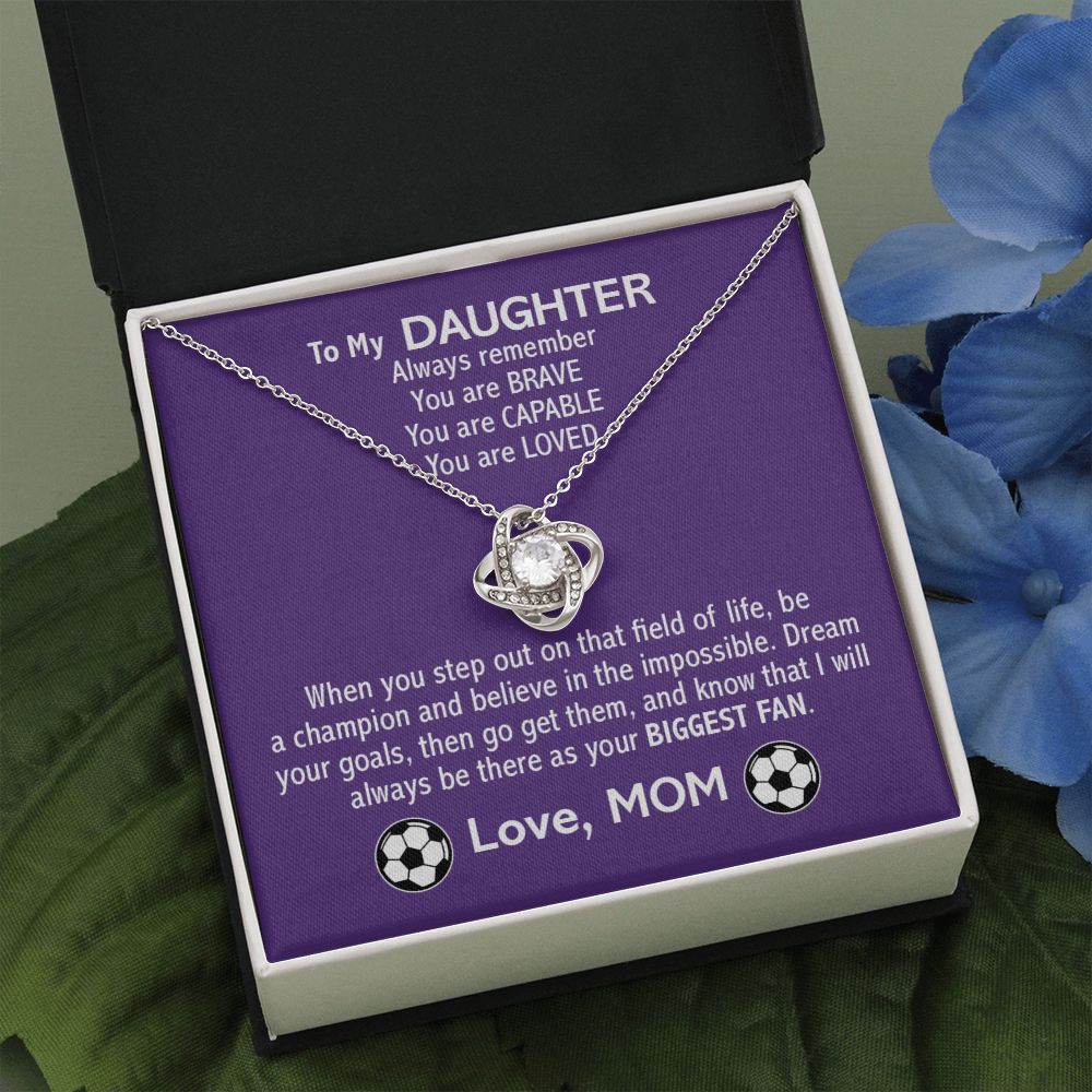 Love Knot Necklace - Soccer Daughter, Biggest Fan - Athlete's Gift Shop