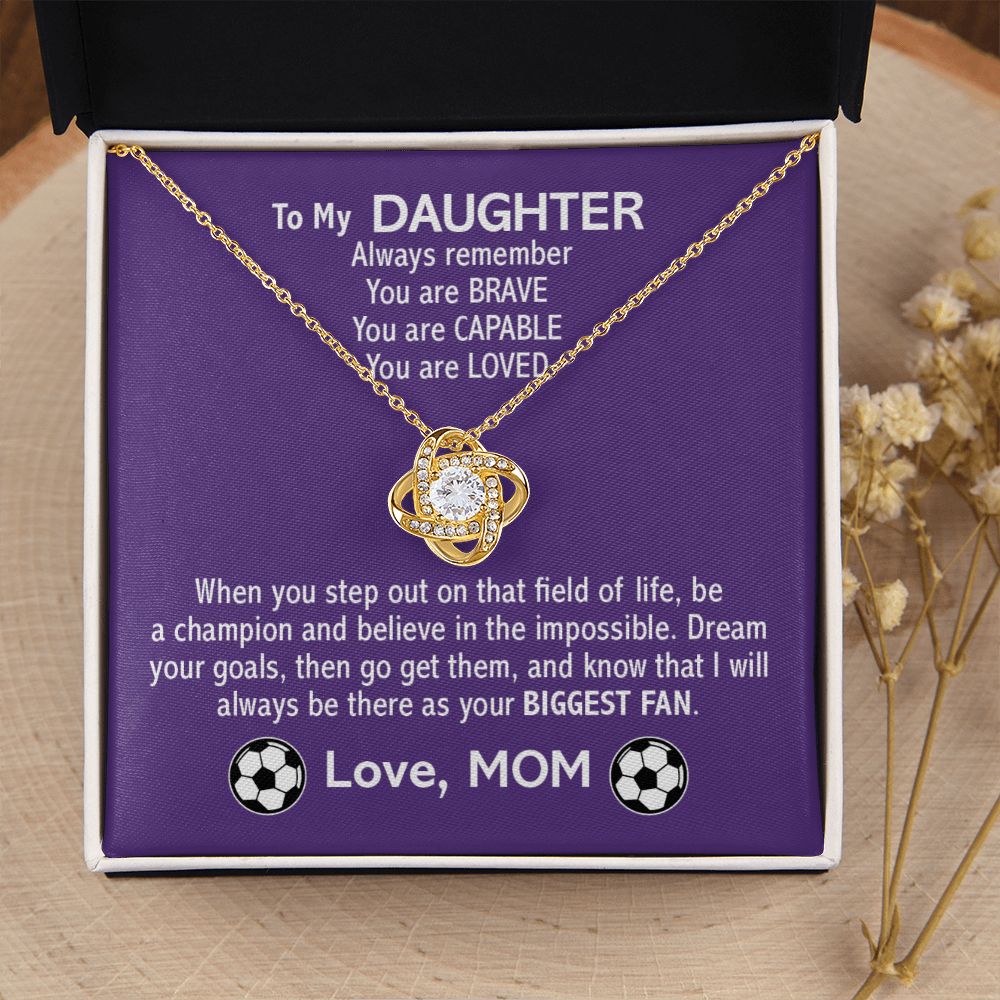 Love Knot Necklace - Soccer Daughter, Biggest Fan - Athlete's Gift Shop