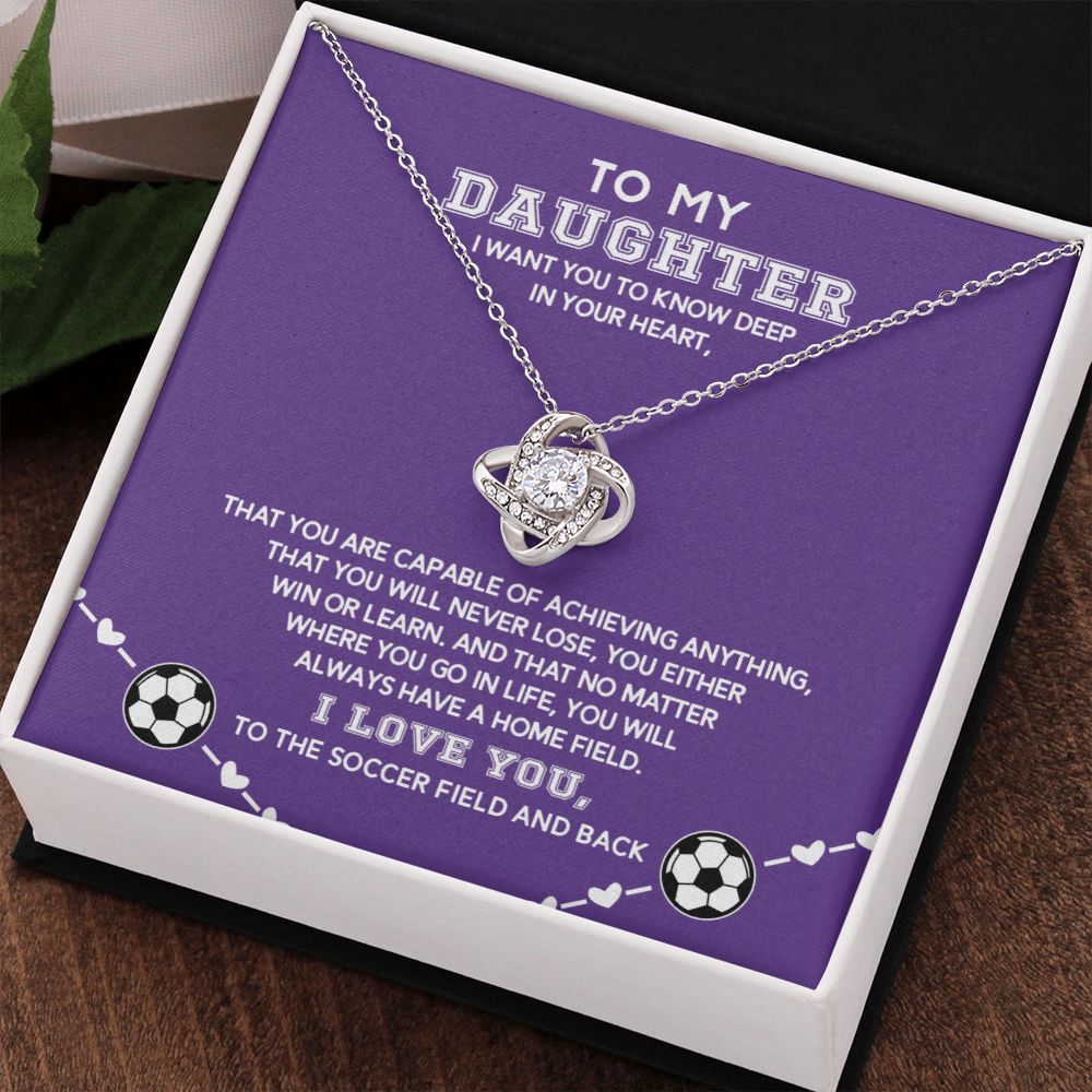 Love Knot Necklace - Soccer Daughter, Home Field - Athlete's Gift Shop