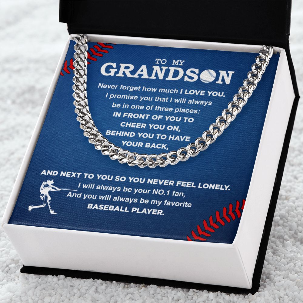 My Baseball Grandson - Cuban Link Necklace - Athlete's Gift Shop