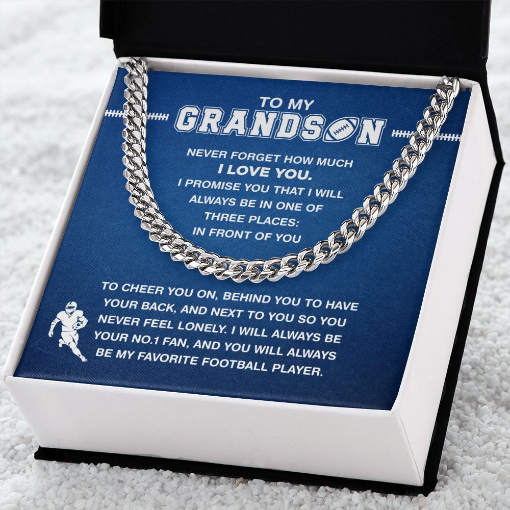 My Football Grandson - Cuban Link Necklace - Athlete's Gift Shop