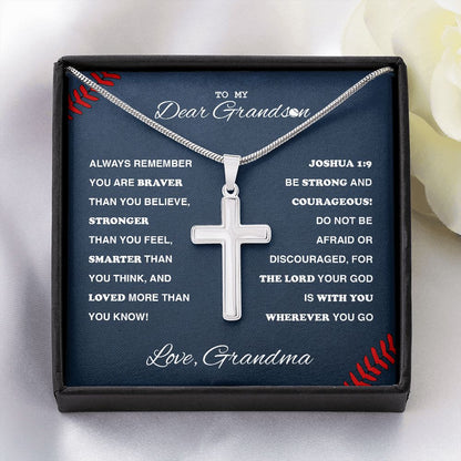 To My Baseball Grandson - Cross Necklace - Athlete's Gift Shop