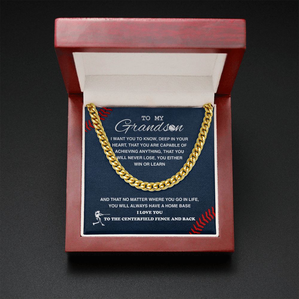 To My Baseball Grandson - Cuban Link Necklace - Athlete's Gift Shop