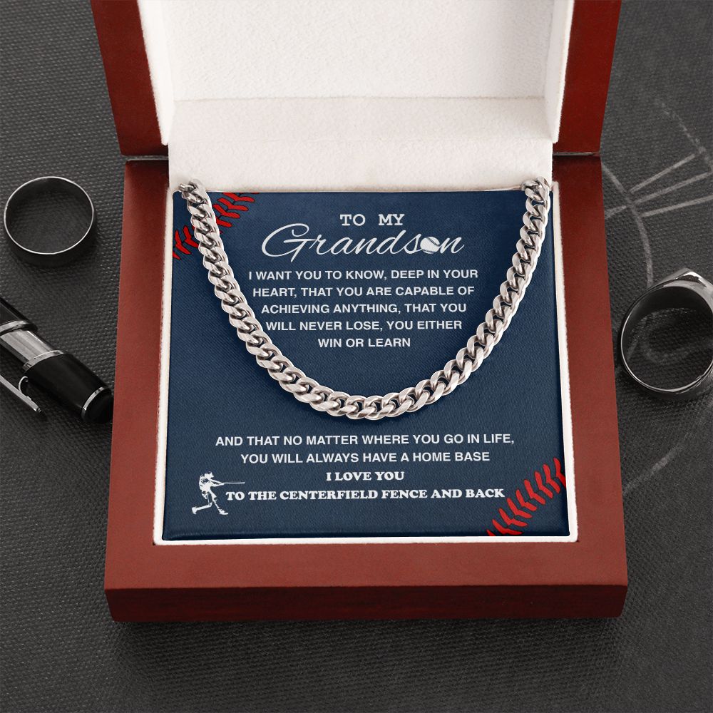 To My Baseball Grandson - Cuban Link Necklace - Athlete's Gift Shop