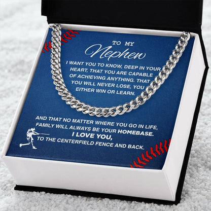 To My Baseball Nephew - Cuban Link Necklace - Athlete's Gift Shop